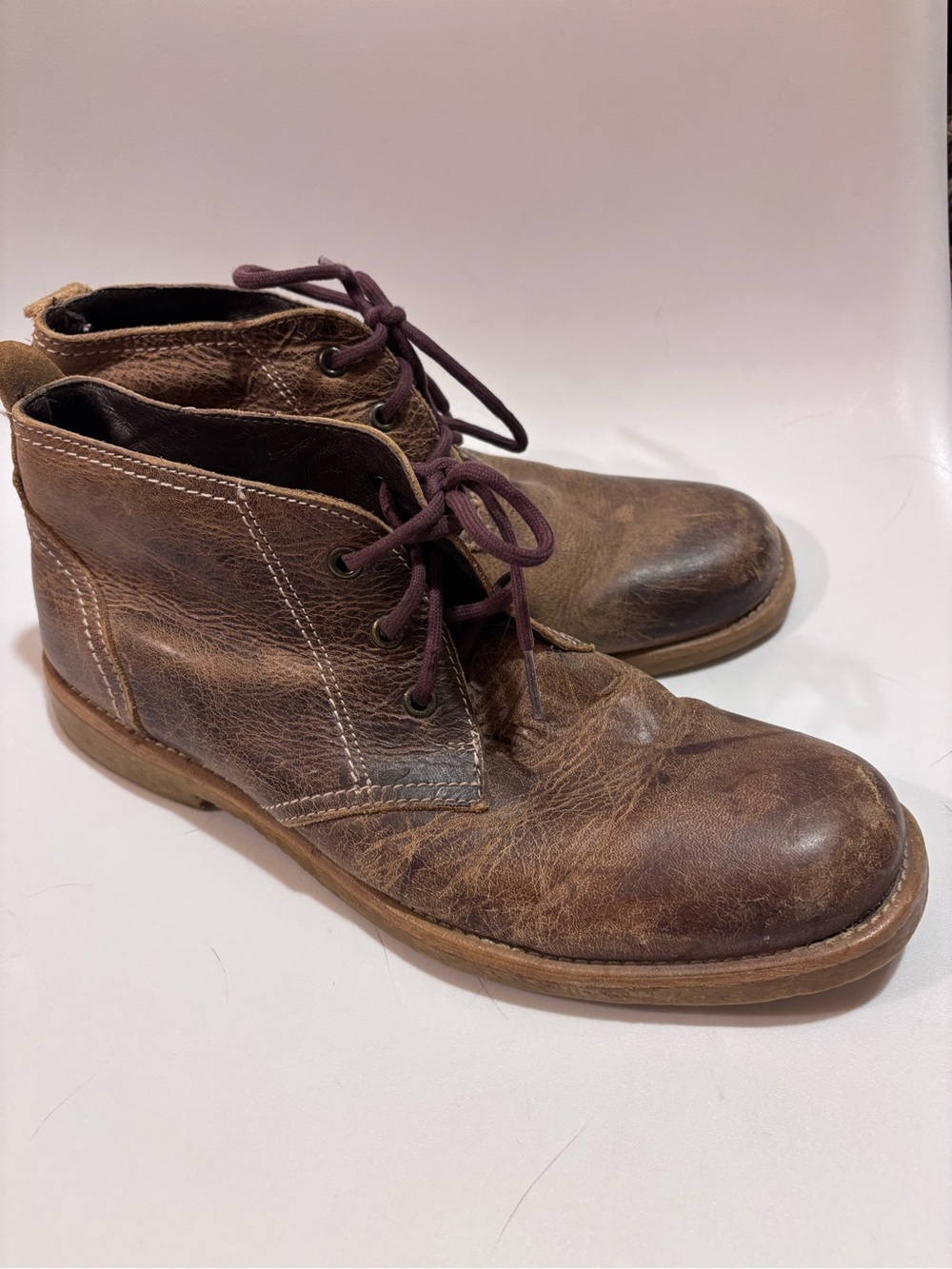 Men's Brown Leather Lace-Up Chukka Bed Stu Boots